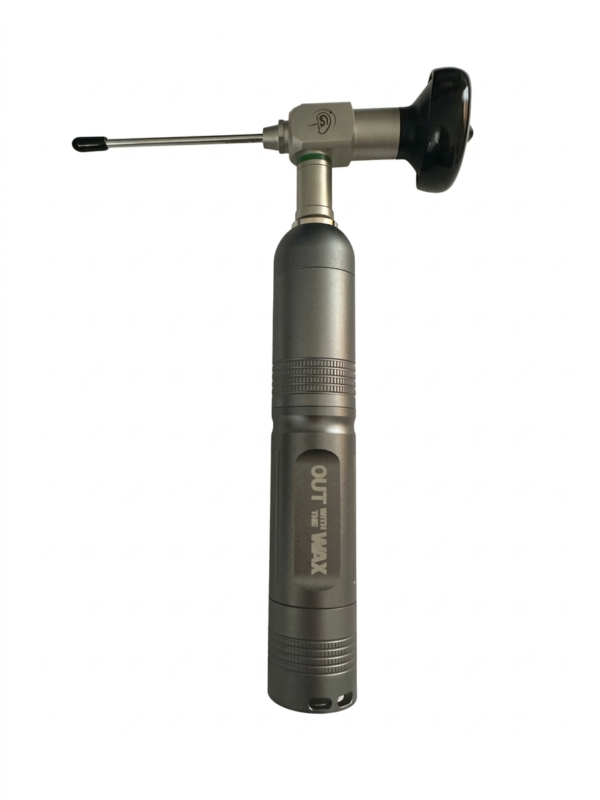 ENT endoscope with light source and viewing lens used for ear, nose, and throat examinations